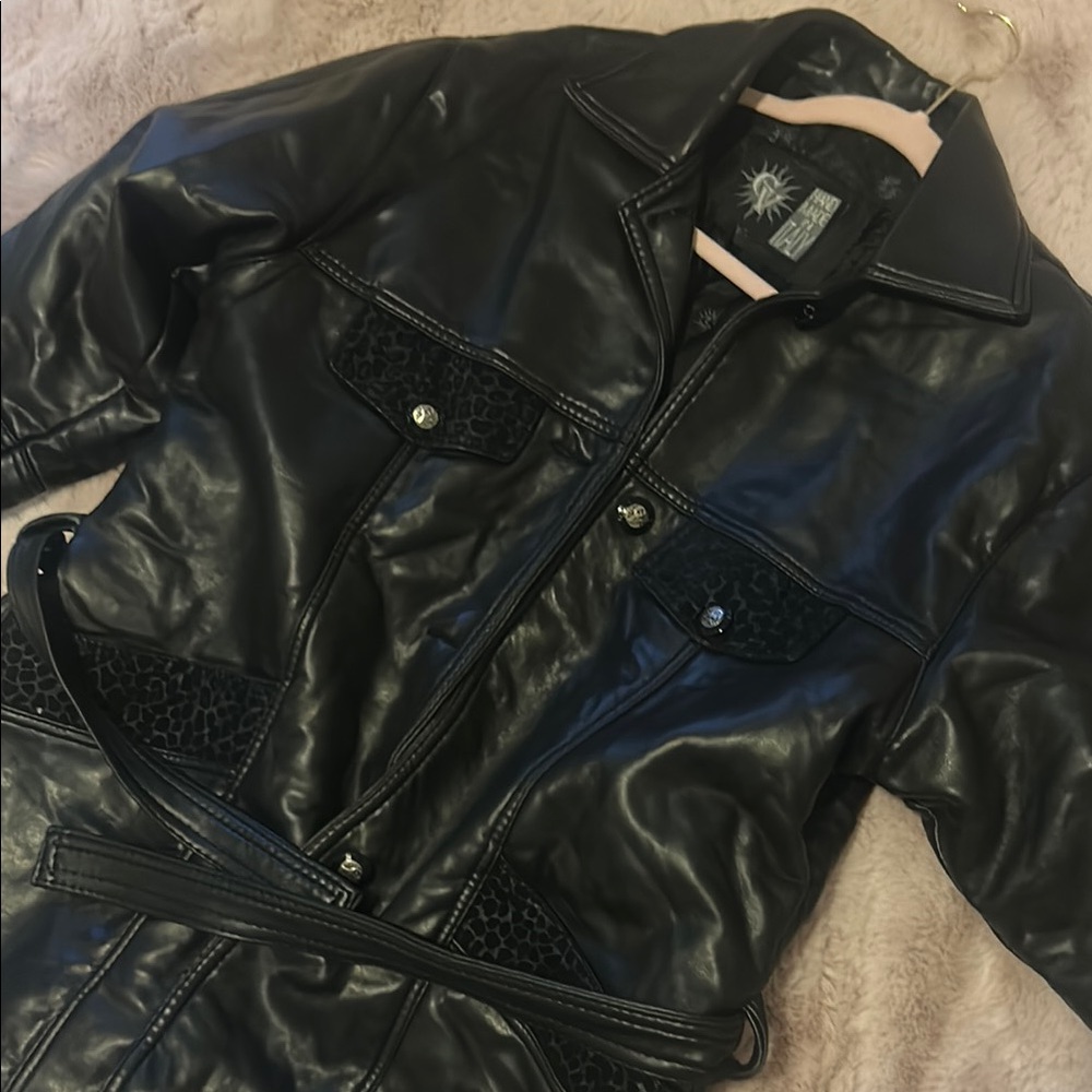 Black Faux Leather Women's Jacket